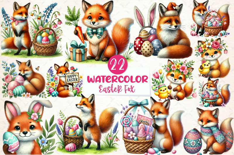 Easter Fox Clipart Bundle - CraftNest - Digital Crafting and Art