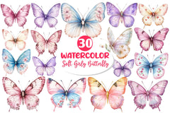 Soft Girly Butterfly Clipart Bundle - CraftNest - Digital Crafting and Art