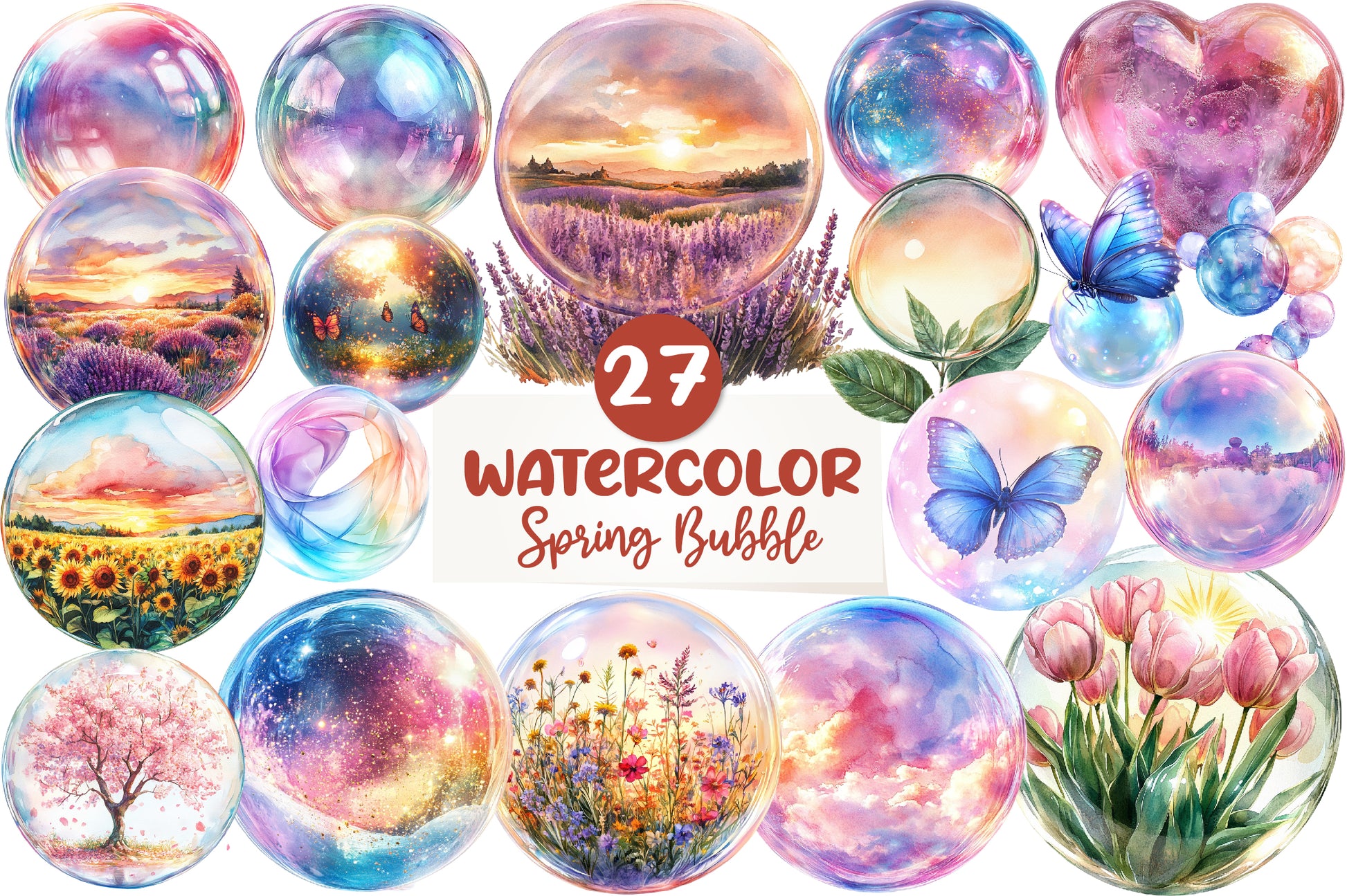 Spring Iridescent Bubble Clipart Bundle - CraftNest - Digital Crafting and Art