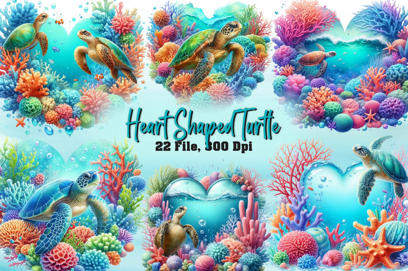 Heart Shaped Turtle Clipart Bundle - CraftNest - Digital Crafting and Art