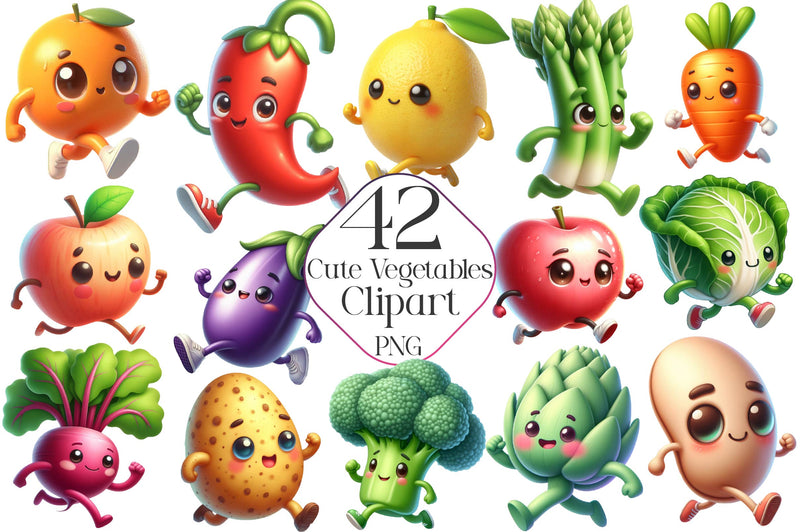 Cute Vegetables Clipart Bundle - CraftNest - Digital Crafting and Art