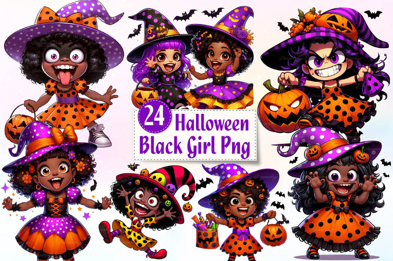 Black Girl Halloween Clipart Bundle - CraftNest - Digital Crafting and Art