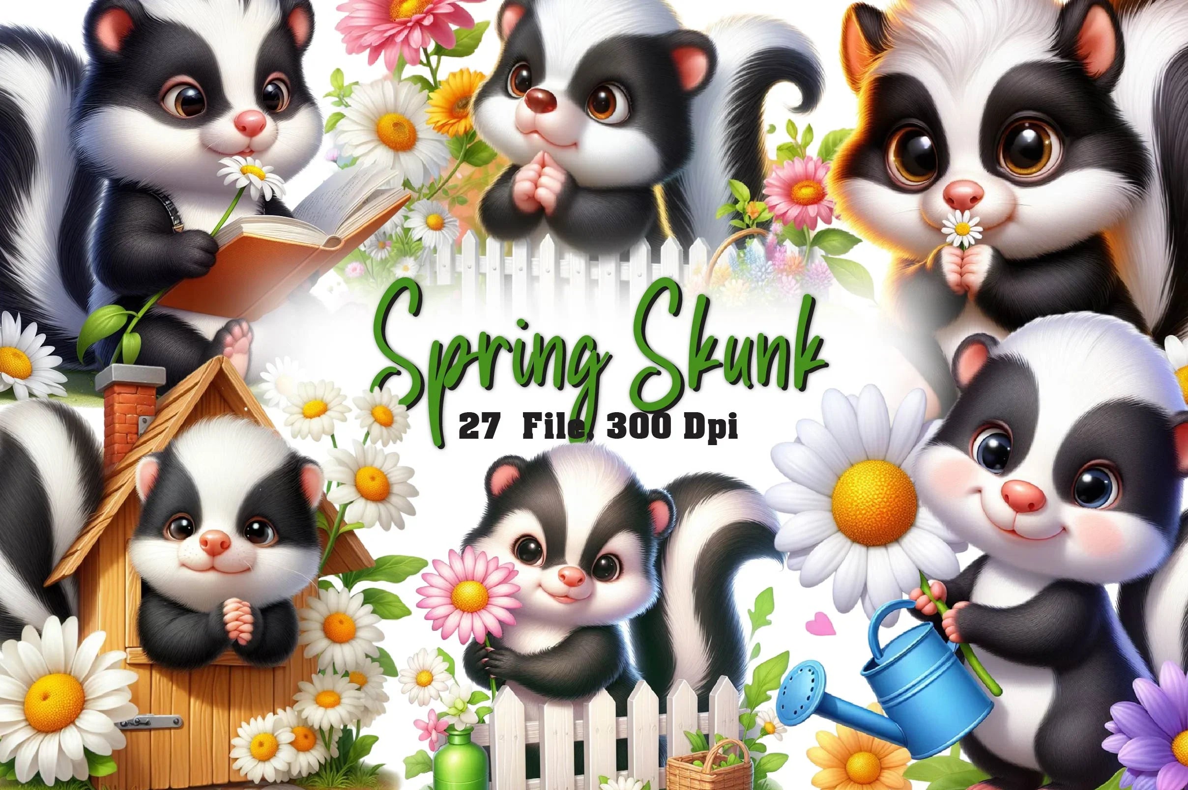 Spring Skunk Clipart Bundle - CraftNest - Digital Crafting and Art