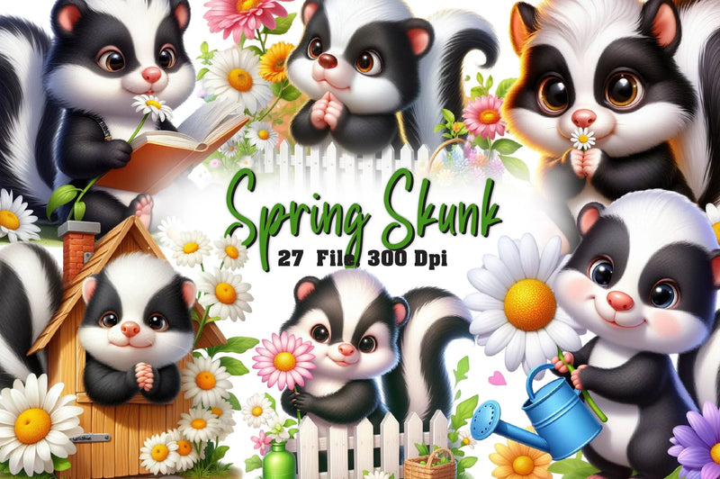 Spring Skunk Clipart Bundle - CraftNest - Digital Crafting and Art