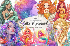 Cute Mermaid Clipart Bundle 2 - CraftNest - Digital Crafting and Art