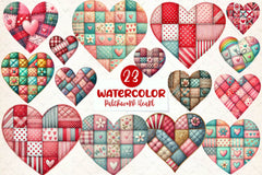 Patchwork Heart Valentines Day Clipart Bundle - CraftNest - Digital Crafting and Art