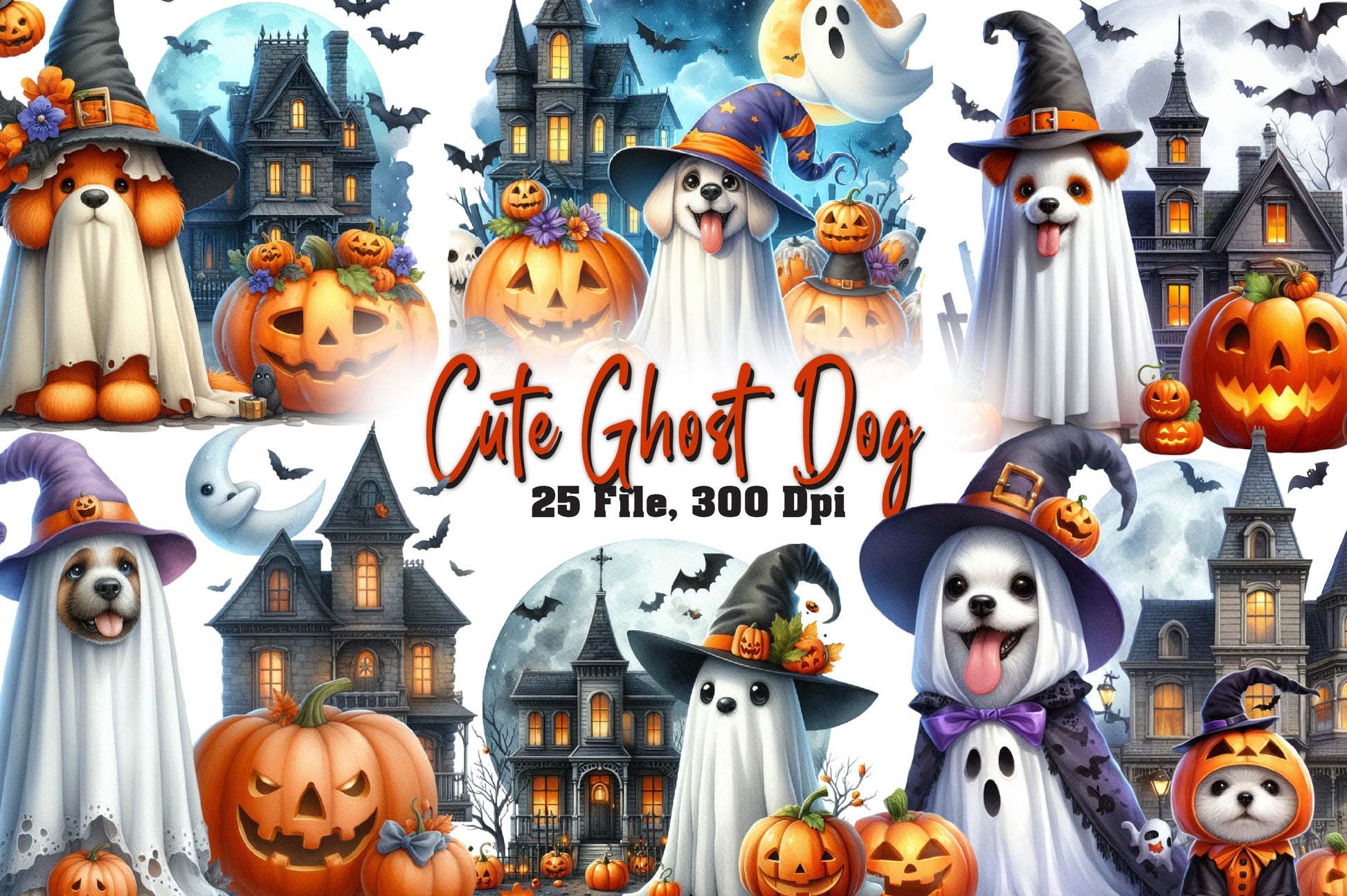 Ghost Dog Clipart Bundle - CraftNest - Digital Crafting and Art