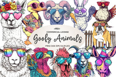Goofy Farm Animals With Sunglasses Clipart Bundle - CraftNest - Digital Crafting and Art