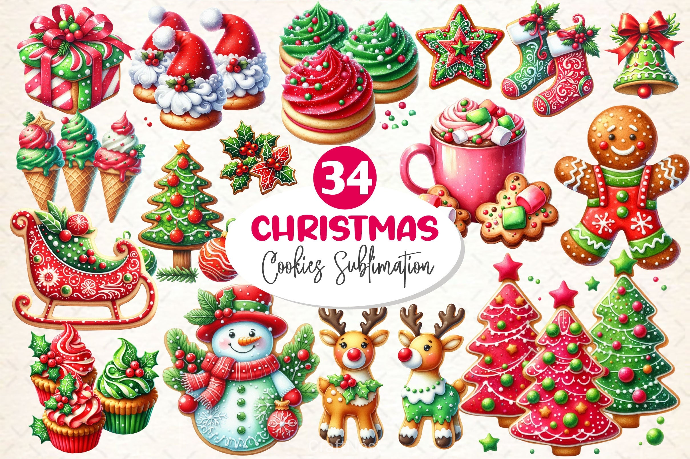 Christmas Cookies Clipart Bundle 2 - CraftNest - Digital Crafting and Art