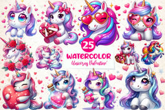 Cute Unicorns Valentine's Day Clipart Bundle - CraftNest - Digital Crafting and Art