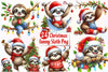 Christmas Sloth Clipart Bundle