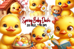 Spring Flowers Baby Ducks Clipart Bundle - CraftNest - Digital Crafting and Art
