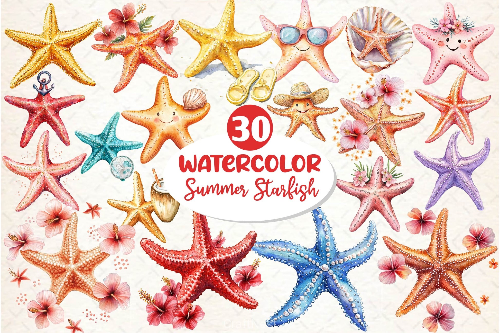 Summer Starfish Clipart Bundle 3 - CraftNest - Digital Crafting and Art