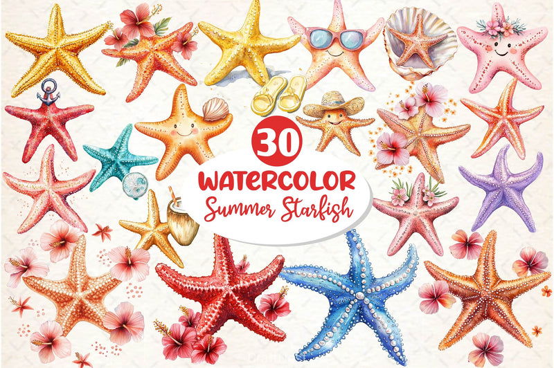 Summer Starfish Clipart Bundle 3 - CraftNest - Digital Crafting and Art