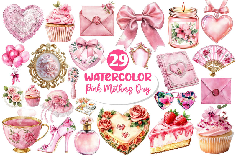 Pink Coquette Mothers Day Clipart Bundle - CraftNest - Digital Crafting and Art