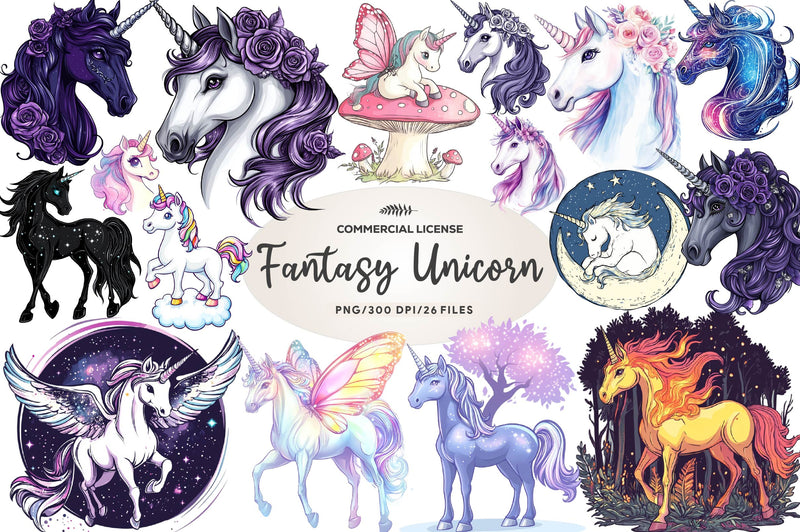 Fantasy Unicorn Clipart Bundle - CraftNest - Digital Crafting and Art