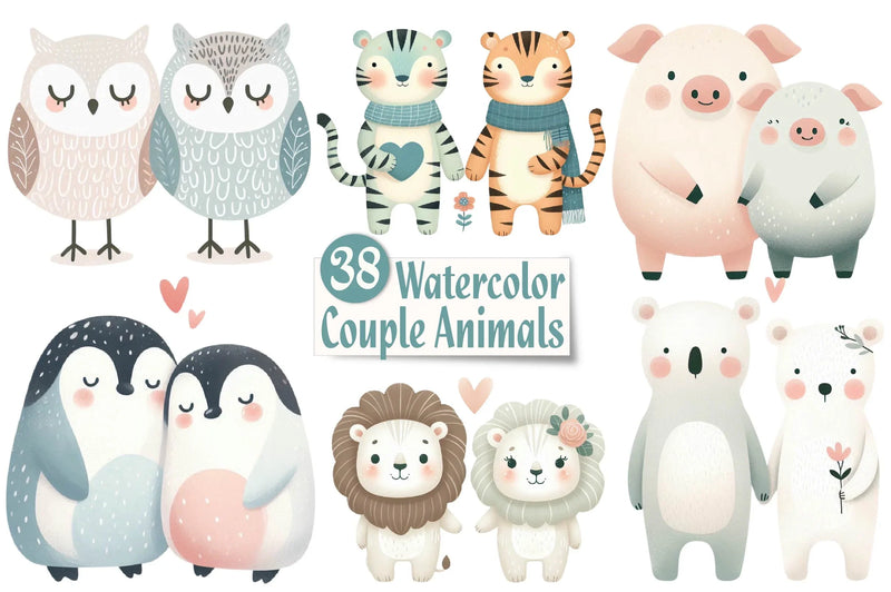 Love Couple Animals Clipart Bundle - CraftNest - Digital Crafting and Art