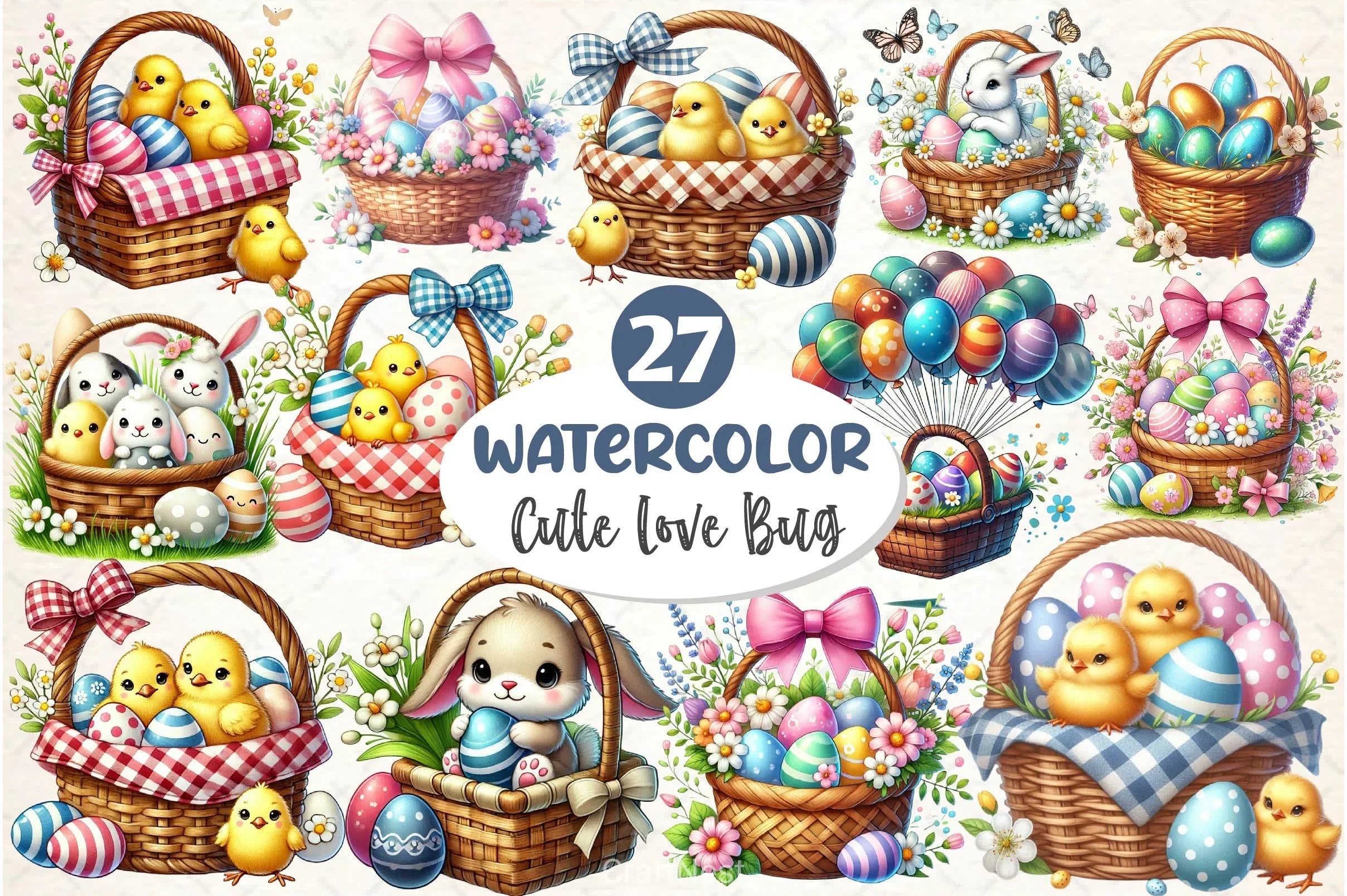 Easter Eggs Basket Clipart Bundle 2 - CraftNest - Digital Crafting and Art