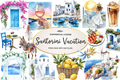 Summer Santorini Vacation Clipart Bundle 1 - CraftNest - Digital Crafting and Art
