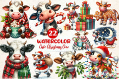 Cute Christmas Cow Clipart Bundle - CraftNest - Digital Crafting and Art