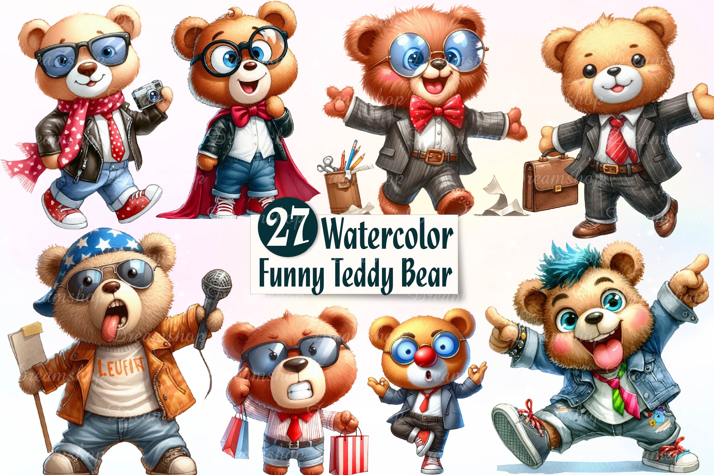 Funny Teddy Bear Clipart Bundle - CraftNest - Digital Crafting and Art