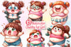 Cute Chubby Fat Girl Clipart Bundle