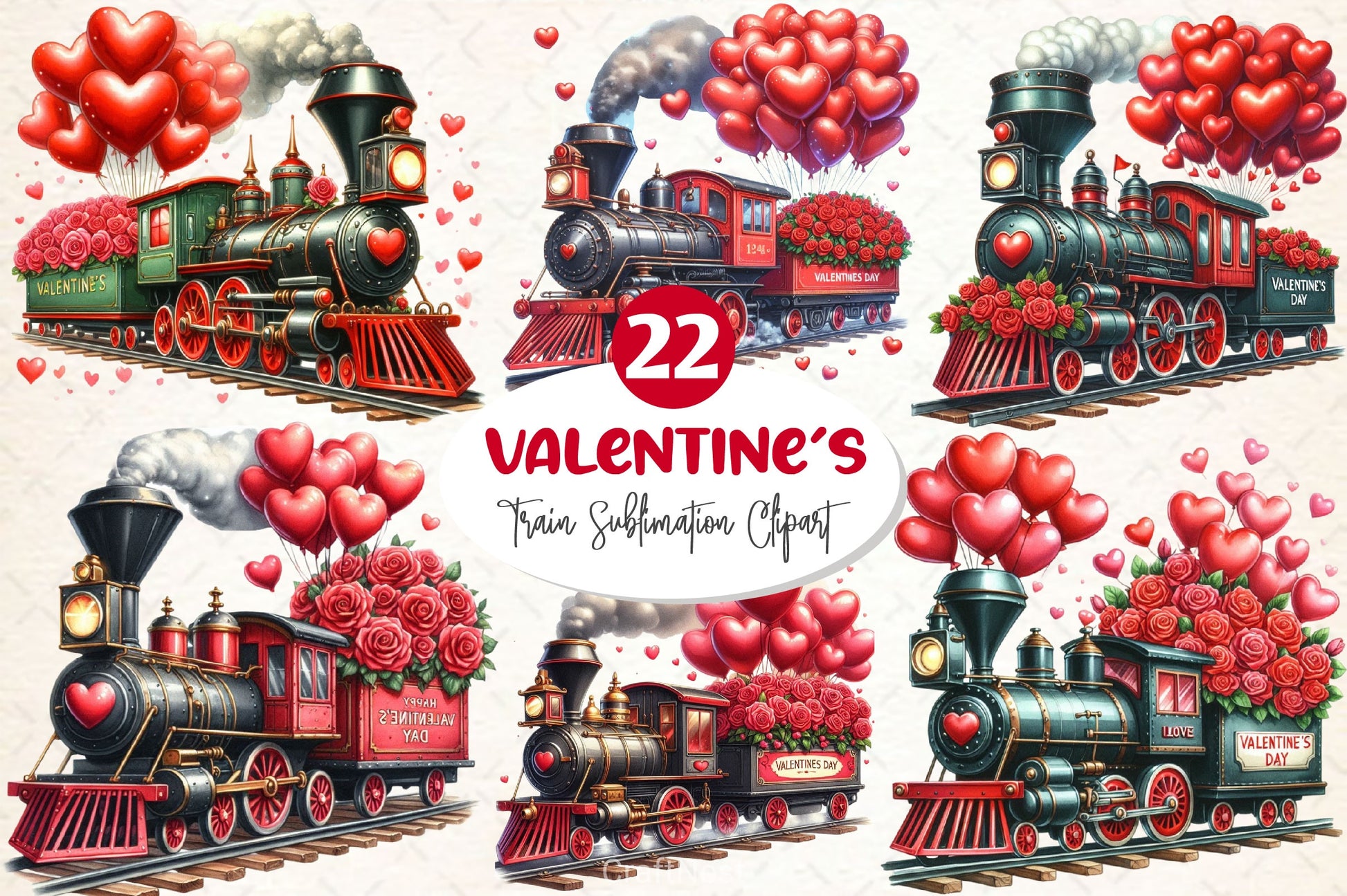 Valentine's Train Clipart Bundle 3 - CraftNest - Digital Crafting and Art