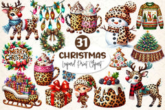 Leopard Print Christmas Clipart Bundle 2 - CraftNest - Digital Crafting and Art