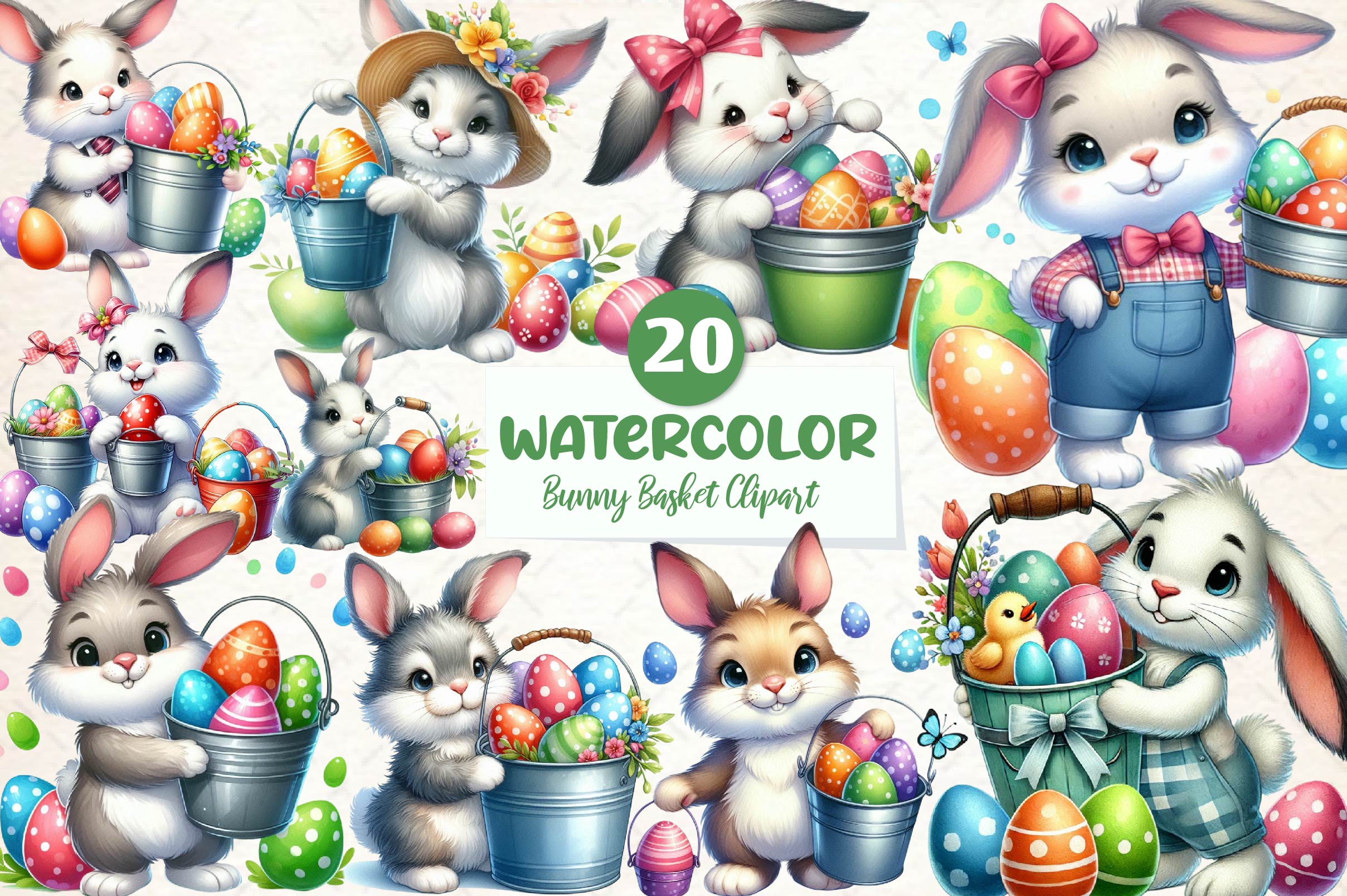 Easter Bunny Basket Clipart Bundle - CraftNest - Digital Crafting and Art
