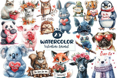 Grumpy Valentine Animal Clipart Bundle - CraftNest - Digital Crafting and Art