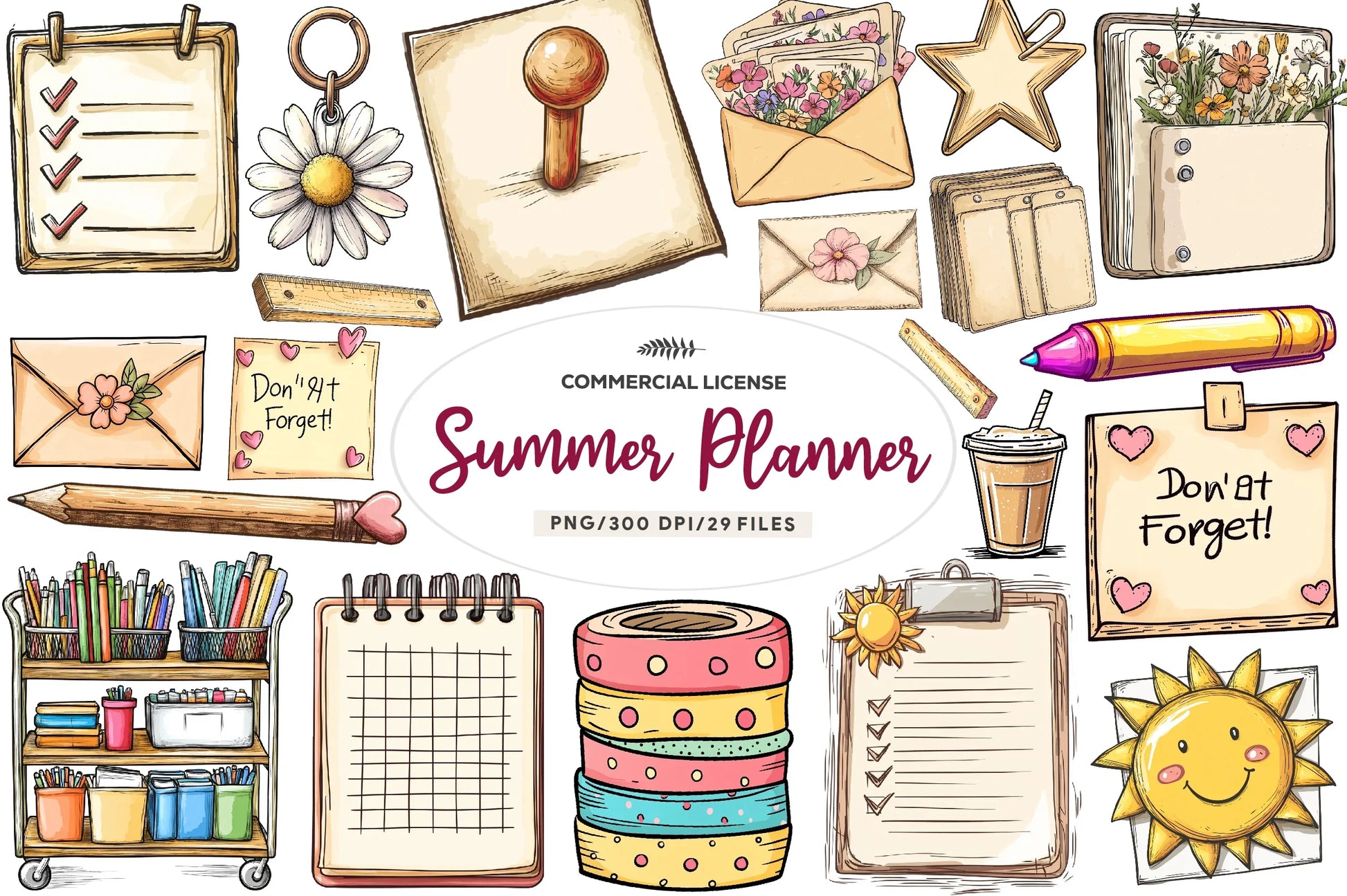 Summer Planner Clipart Bundle - CraftNest - Digital Crafting and Art