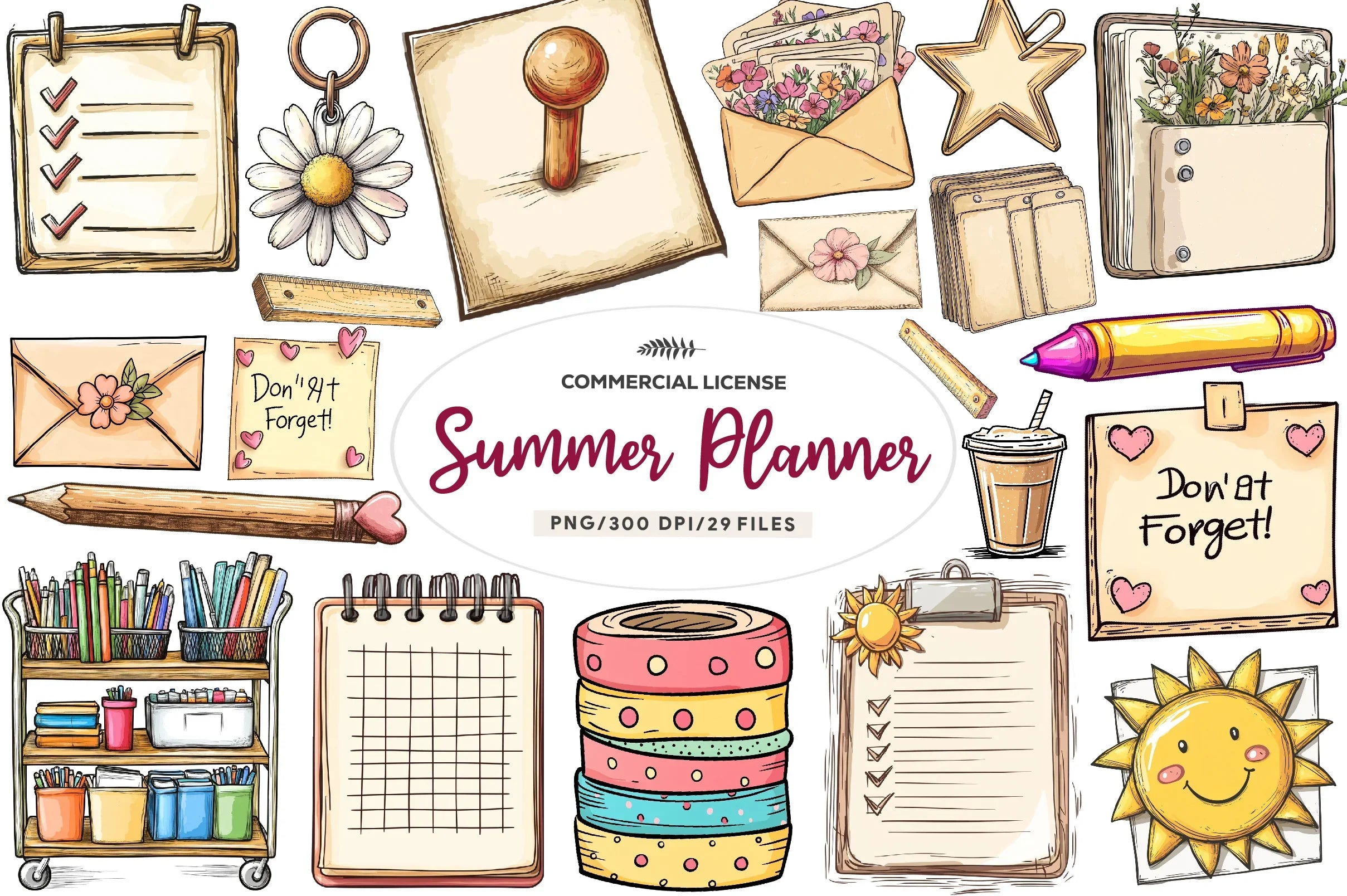 Summer Planner Clipart Bundle - CraftNest - Digital Crafting and Art