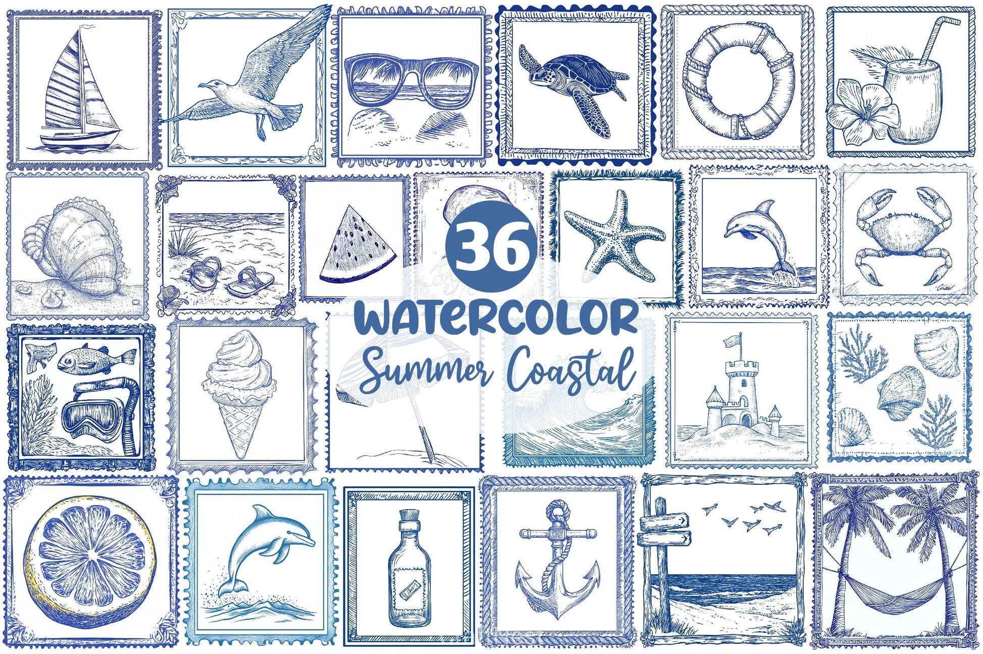 Summer Coastal Clipart Bundle - CraftNest - Digital Crafting and Art