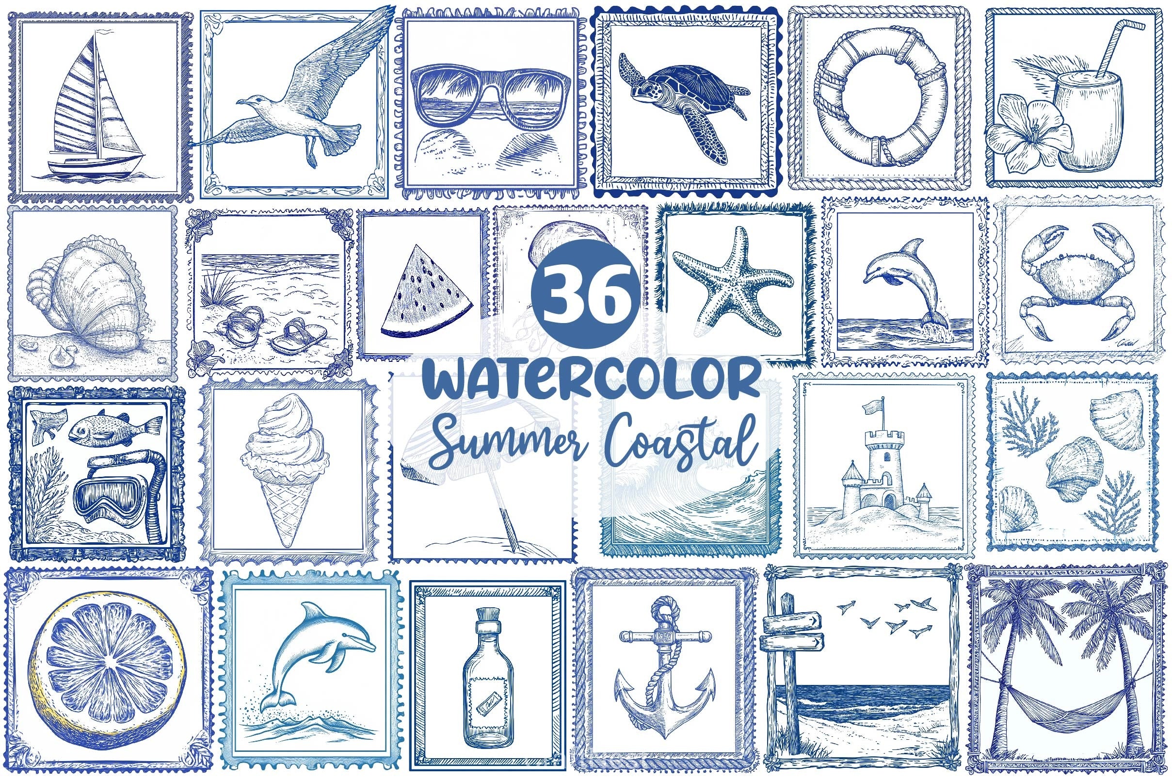 Summer Coastal Clipart Bundle - CraftNest - Digital Crafting and Art