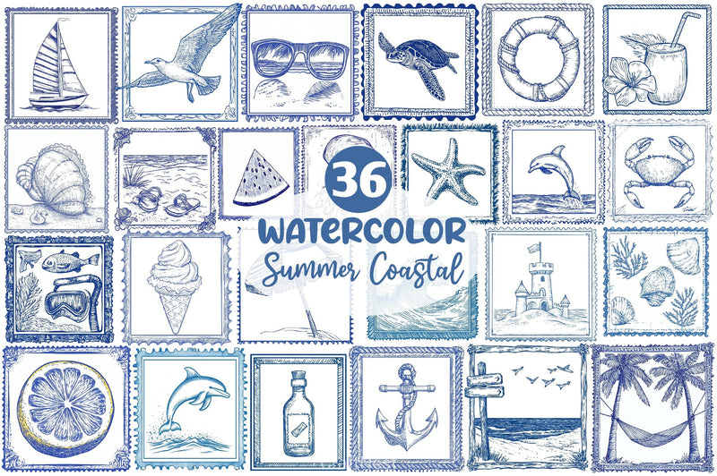 Summer Coastal Clipart Bundle - CraftNest - Digital Crafting and Art