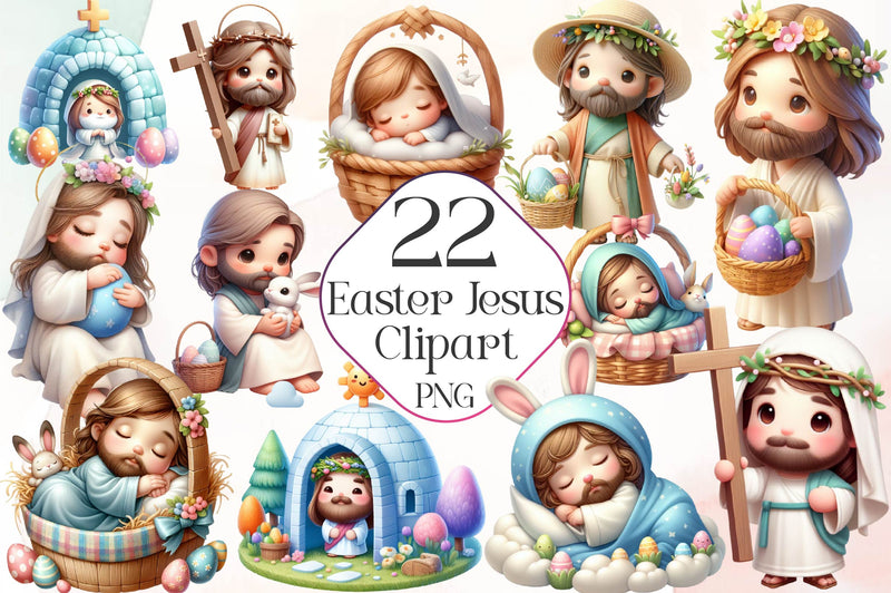 Cute Easter Jesus Clipart Bundle - CraftNest - Digital Crafting and Art