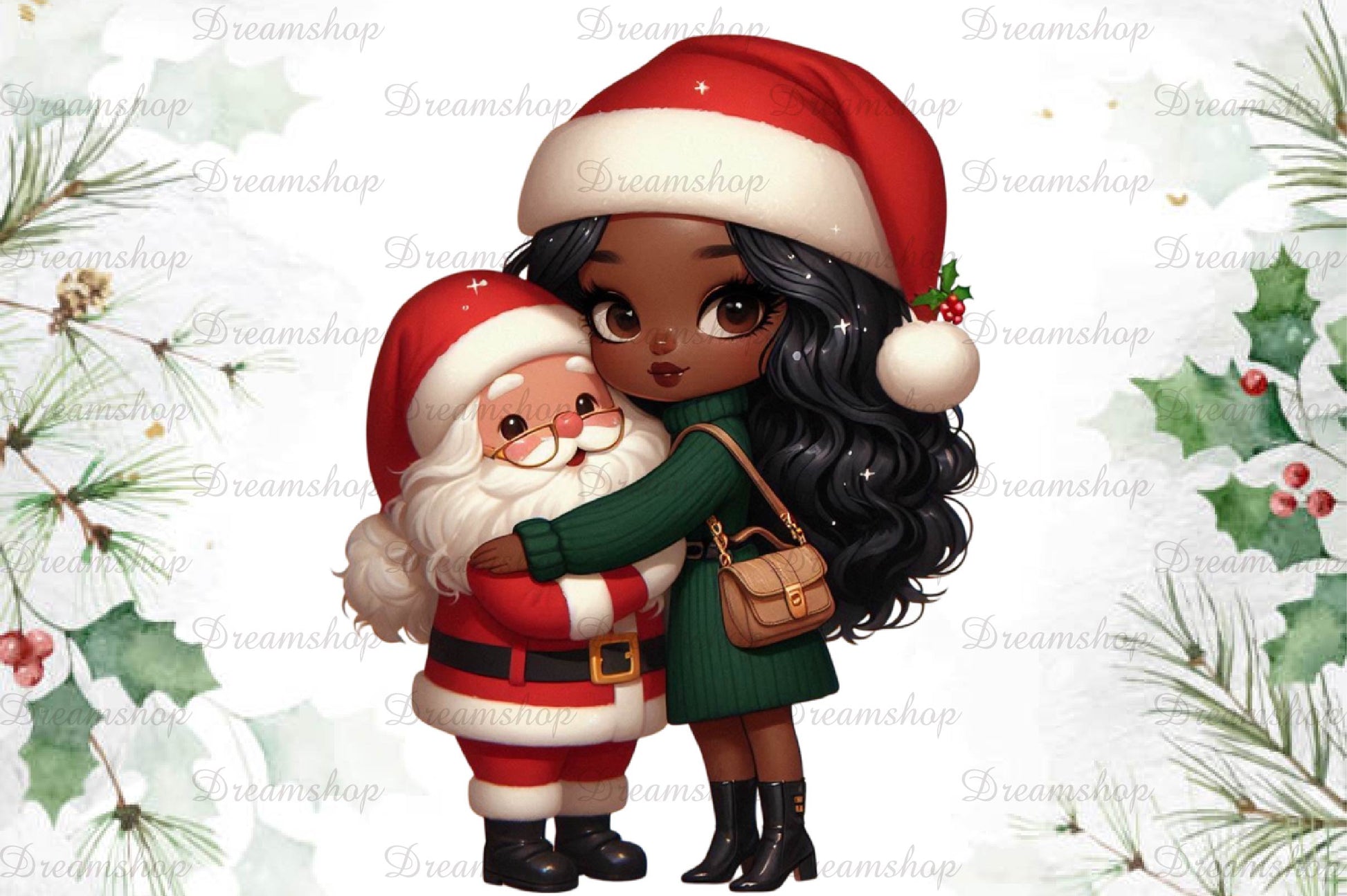 African American Christmas Girl Clipart Bundle 11 - CraftNest - Digital Crafting and Art