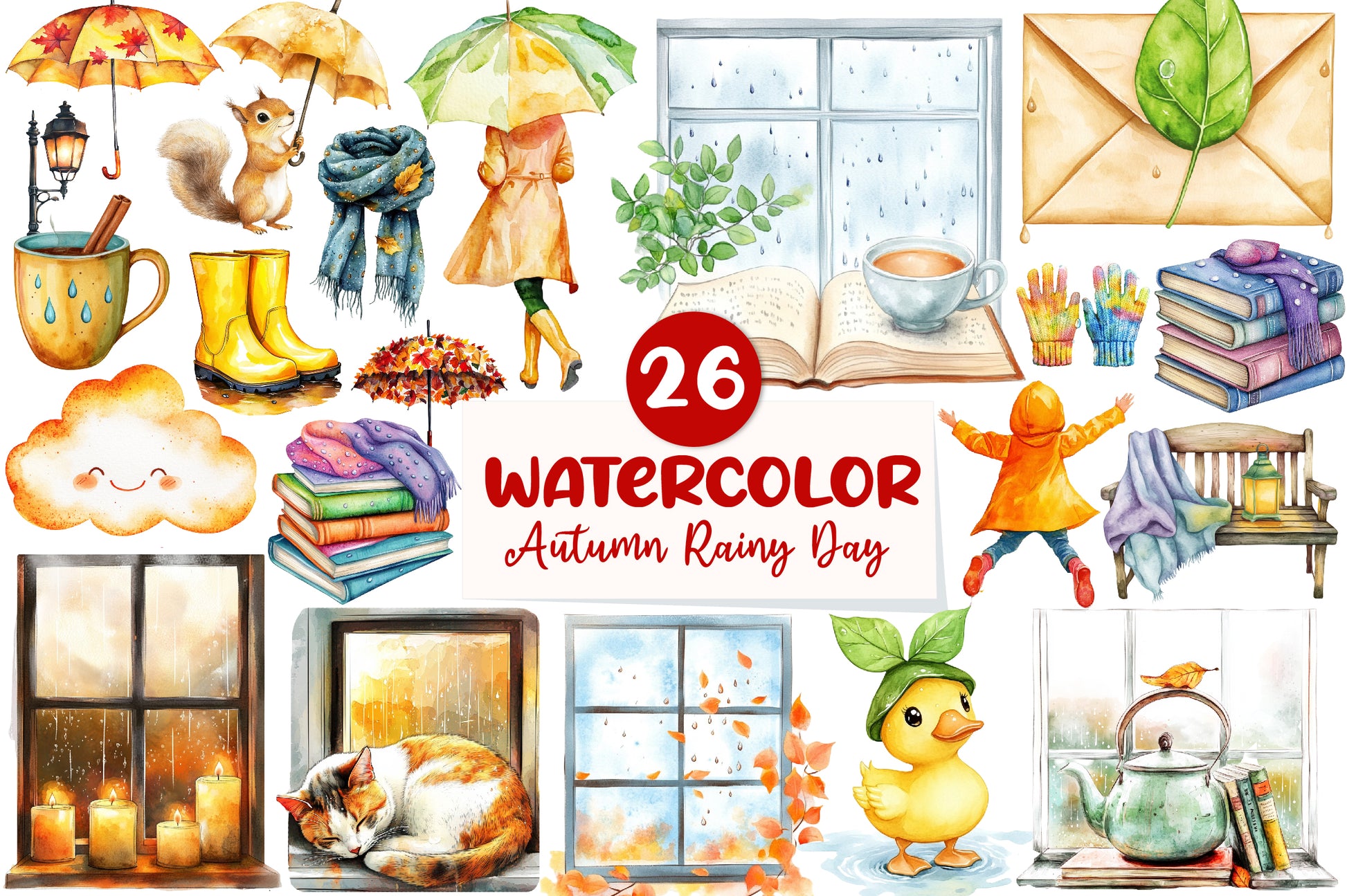 Autumn Rainy Day Clipart Bundle - CraftNest - Digital Crafting and Art
