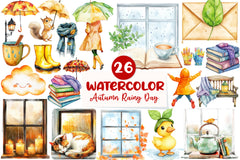 Autumn Rainy Day Clipart Bundle - CraftNest - Digital Crafting and Art