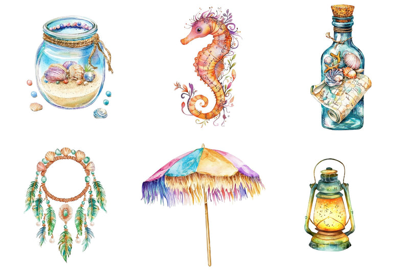 Ocean Boho Summer Clipart - CraftNest - Digital Crafting and Art