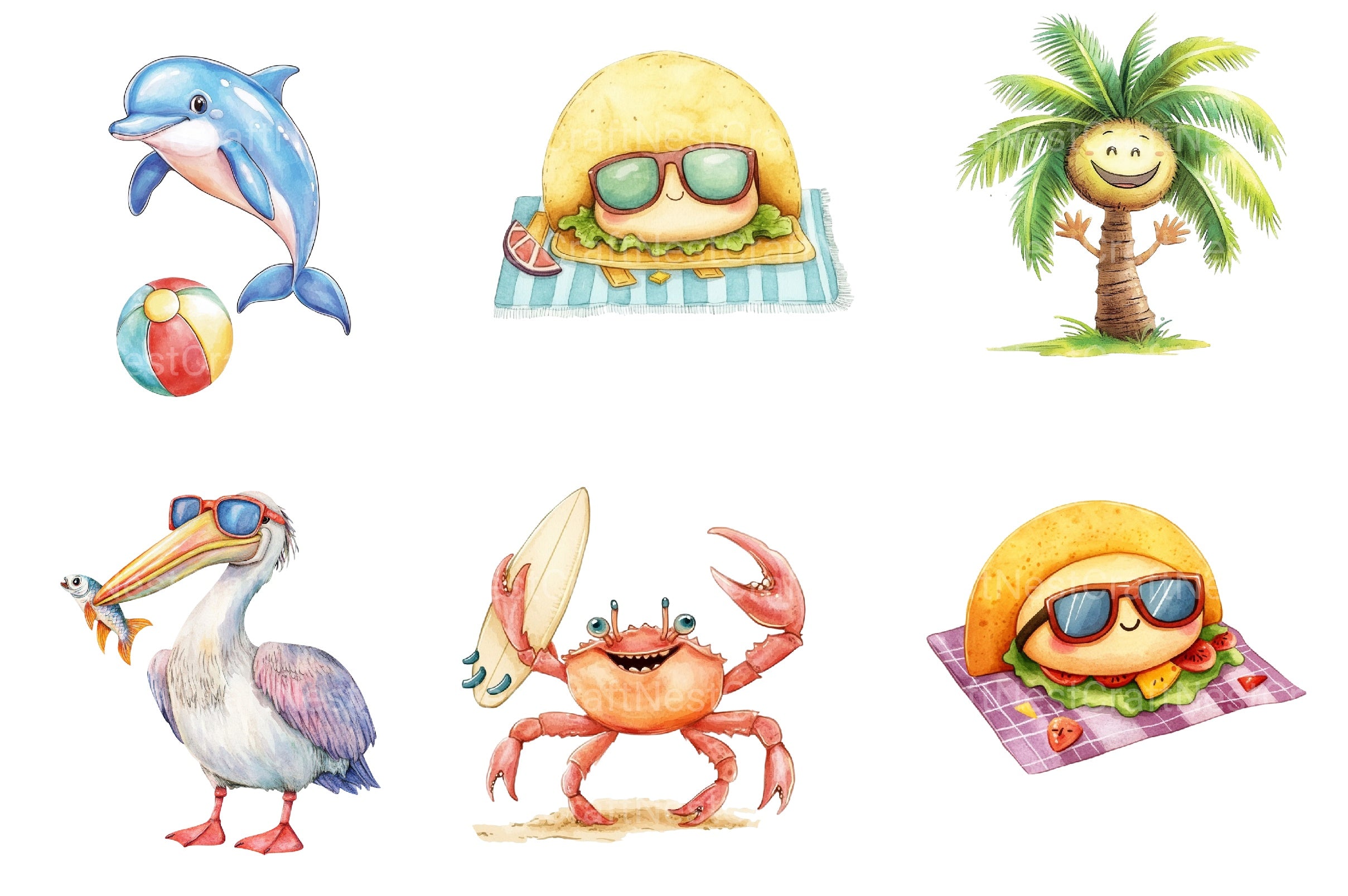 Funny Hello Summer Clipart Bundle - CraftNest - Digital Crafting and Art