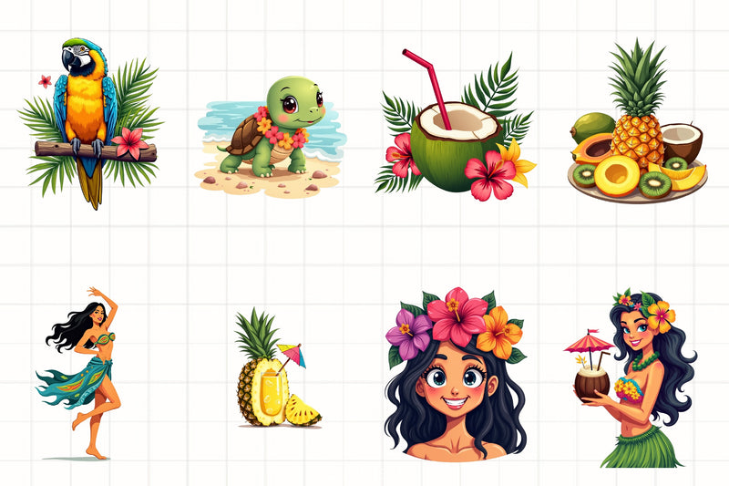 Tiki Hula Girl Luau Clipart Bundle - CraftNest - Digital Crafting and Art
