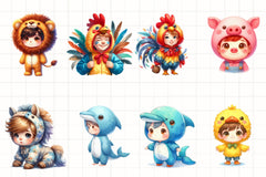 Cute Animal Costumes Clipart Bundle - CraftNest - Digital Crafting and Art