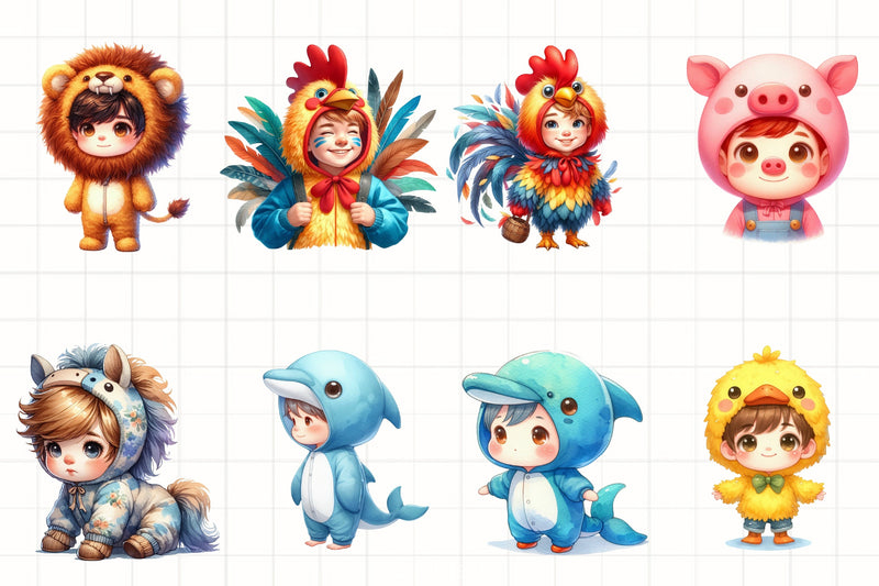 Cute Animal Costumes Clipart Bundle - CraftNest - Digital Crafting and Art