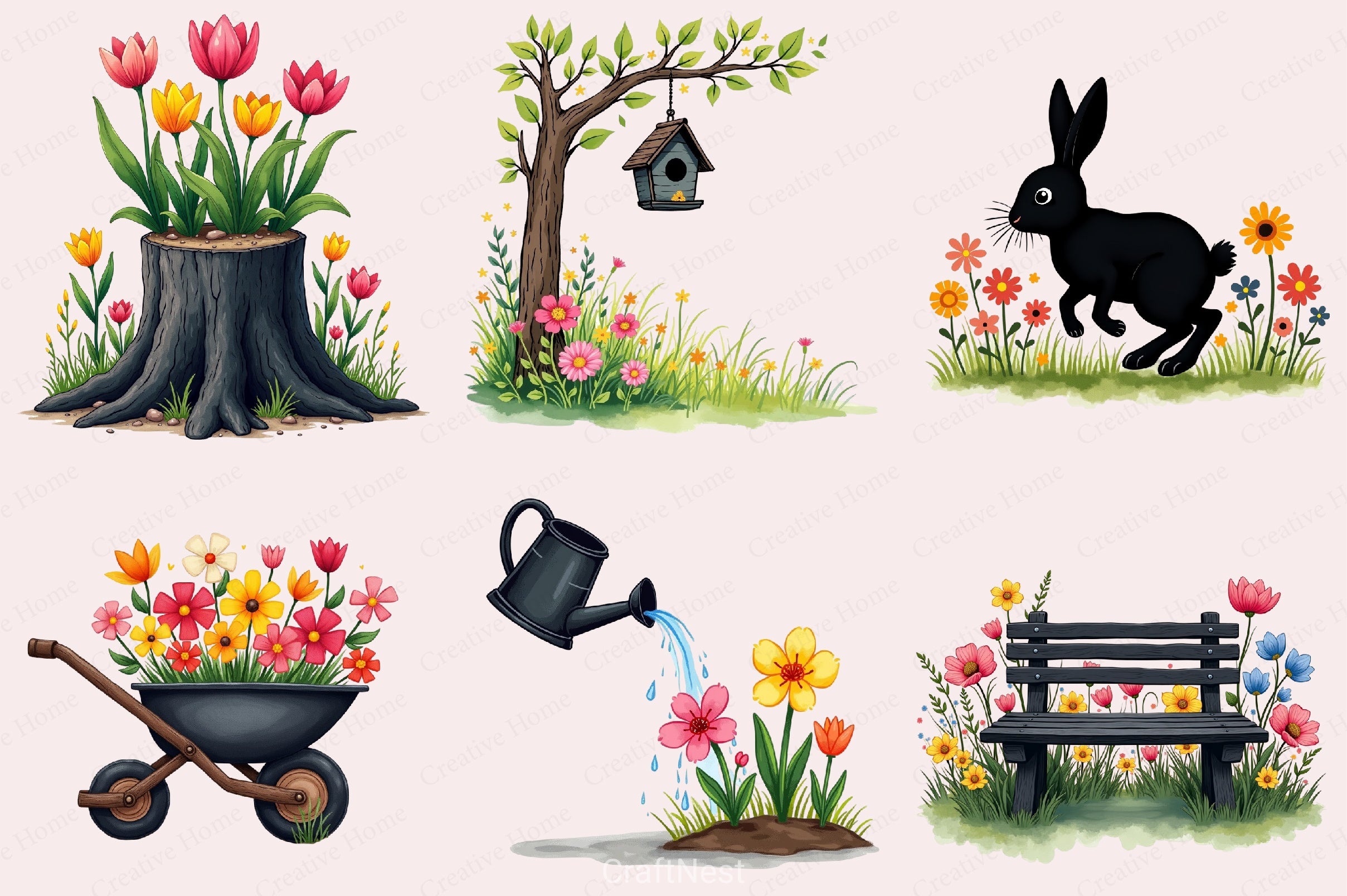Black Spring Outdoor Clipart Bundle - CraftNest - Digital Crafting and Art