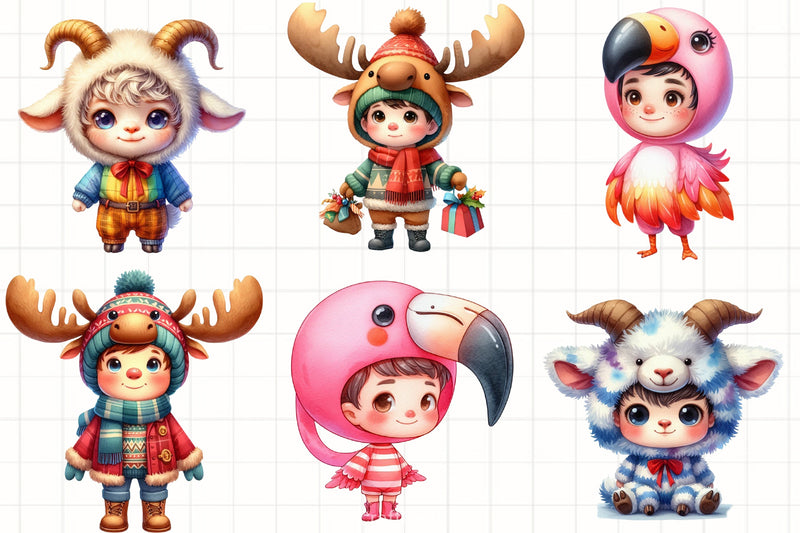 Cute Animal Costumes Clipart Bundle - CraftNest - Digital Crafting and Art