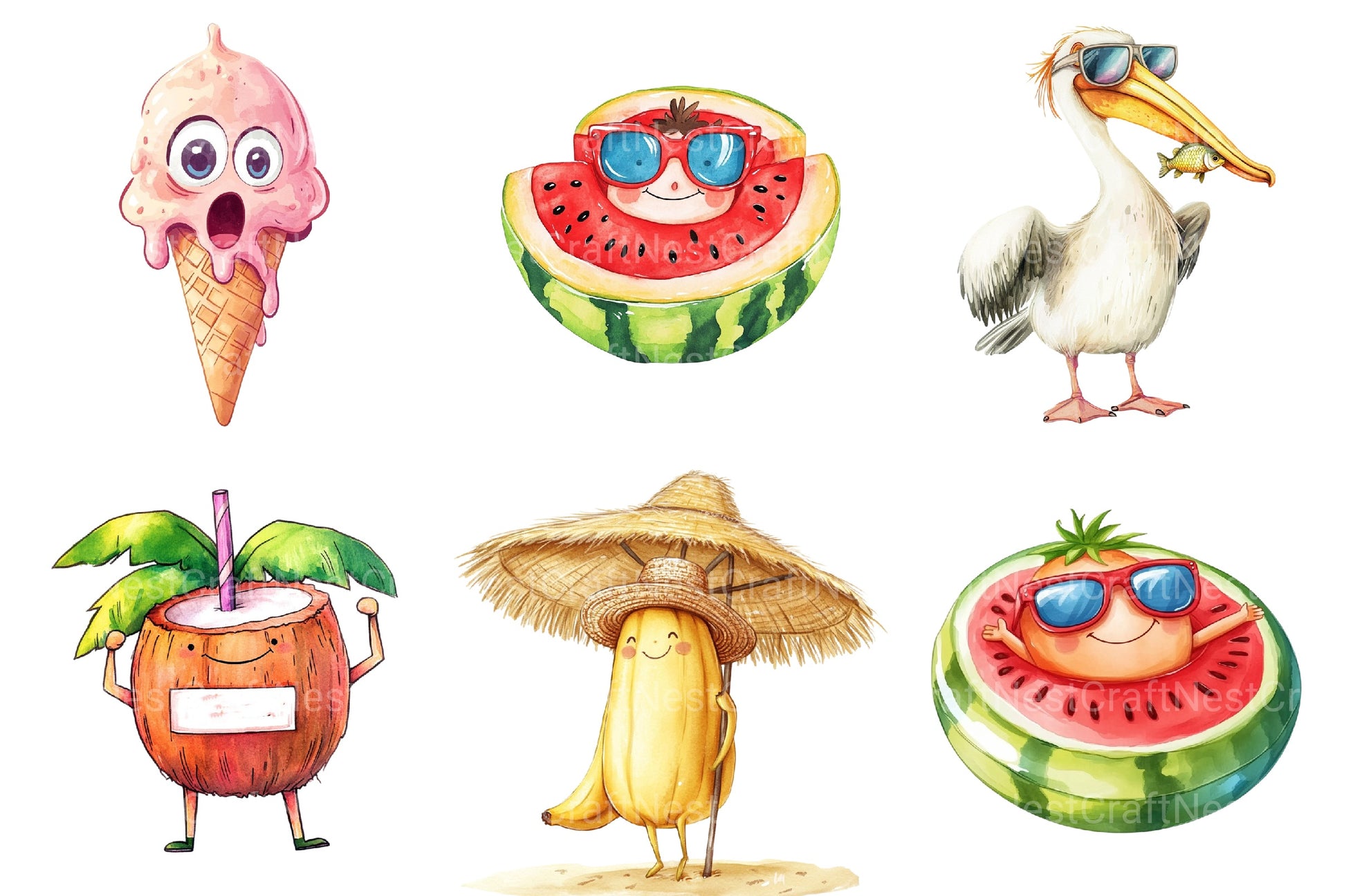 Funny Hello Summer Clipart Bundle - CraftNest - Digital Crafting and Art