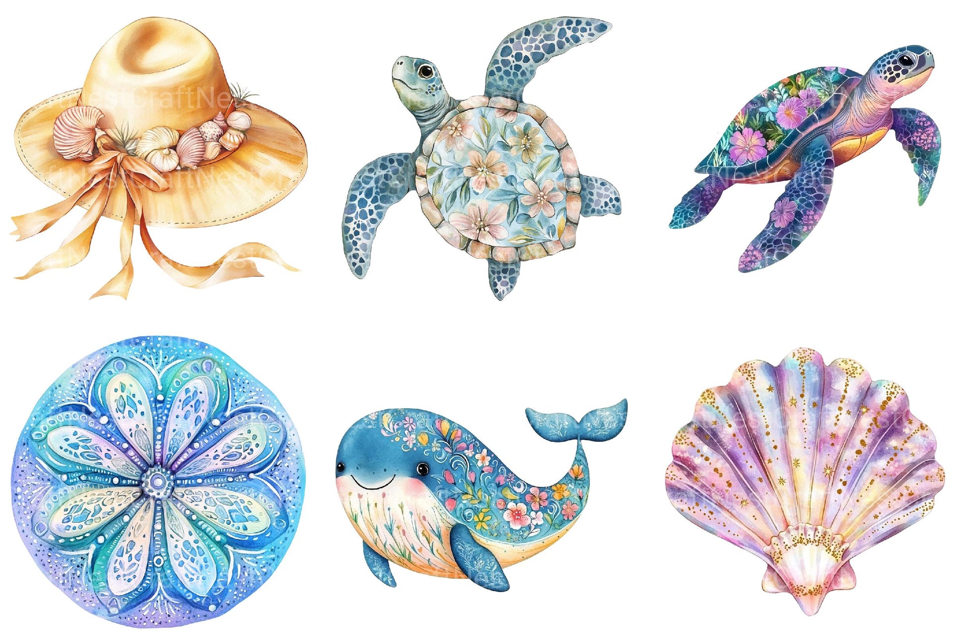 Ocean Boho Summer Clipart - CraftNest - Digital Crafting and Art