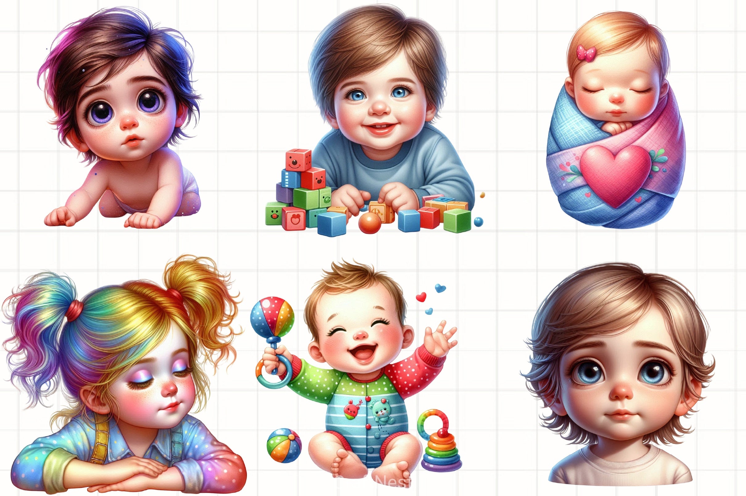 Cute Baby Clipart Bundle - CraftNest - Digital Crafting and Art