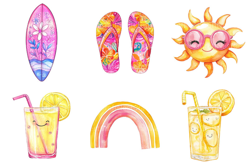 Retro Groovy Summer Clipart Bundle - CraftNest - Digital Crafting and Art